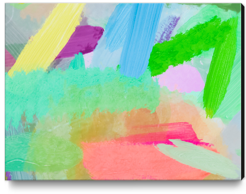 splash painting texture abstract background in green blue pink Canvas Print by Timmy333