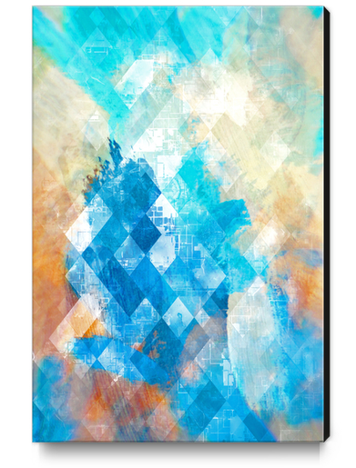 graphic design pixel geometric square pattern abstract background in blue brown Canvas Print by Timmy333