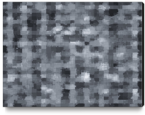 geometric square pixel pattern abstract in black and white Canvas Print by Timmy333