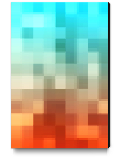 geometric pixel square pattern abstract background in blue brown Canvas Print by Timmy333