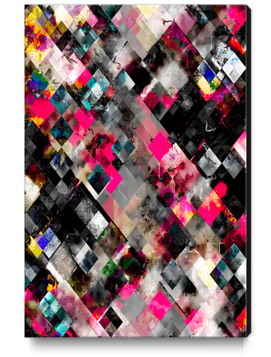 geometric pixel square pattern abstract background in pink blue Canvas Print by Timmy333