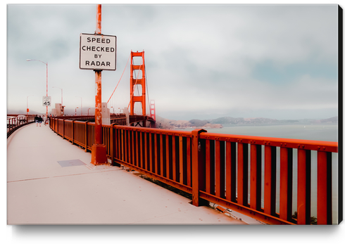 Walkway with Golden Gated bridge view in San Francisco USA Canvas Print by Timmy333