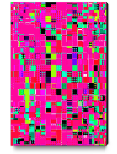 geometric pixel square pattern abstract background in pink green blue Canvas Print by Timmy333