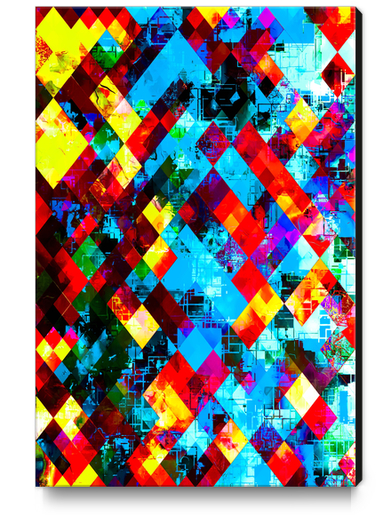 geometric pixel square pattern abstract background in blue red yellow Canvas Print by Timmy333