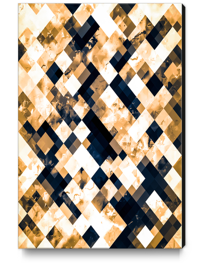 geometric pixel square pattern abstract background in brown black and white Canvas Print by Timmy333