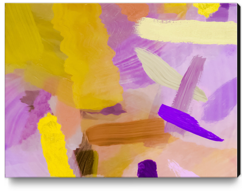 splash brush painting texture abstract background in purple yellow Canvas Print by Timmy333