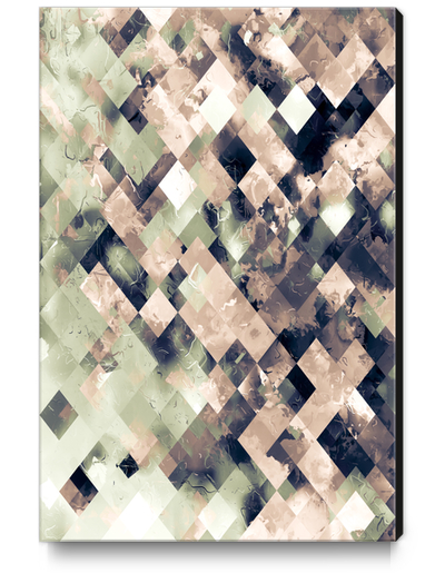 geometric pixel square pattern abstract art background in brown green Canvas Print by Timmy333