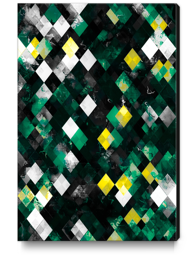 graphic design geometric pixel square pattern abstract background in green yellow Canvas Print by Timmy333