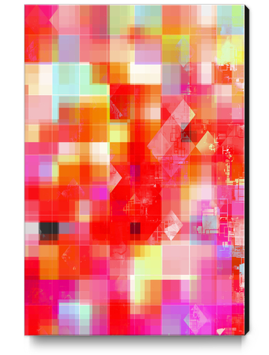 geometric pixel square pattern abstract background in red pink blue Canvas Print by Timmy333