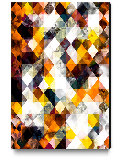 brown yellow orange geometric pixel pattern abstract art background Canvas Print by Timmy333