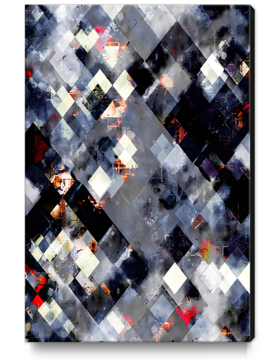 geometric pixel square pattern abstract background in blue red black and white Canvas Print by Timmy333