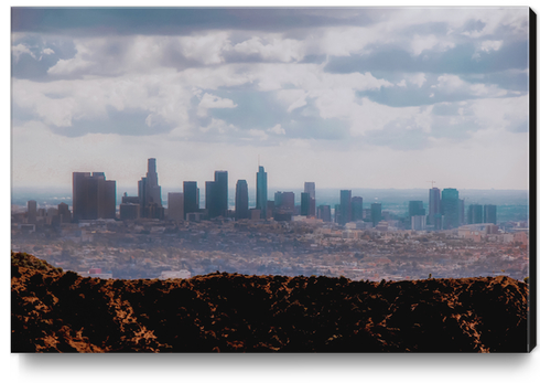 Los Angeles city with blue cloudy sky at Los Angeles, California, USA Canvas Print by Timmy333