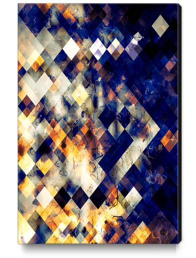 geometric pixel square pattern abstract background in blue brown orange Canvas Print by Timmy333