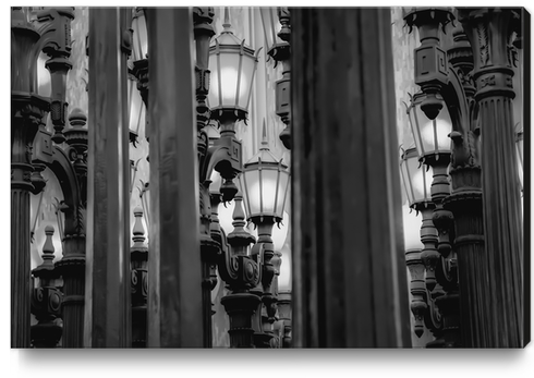 Urban Light at LACMA Los Angeles California USA in black and white Canvas Print by Timmy333