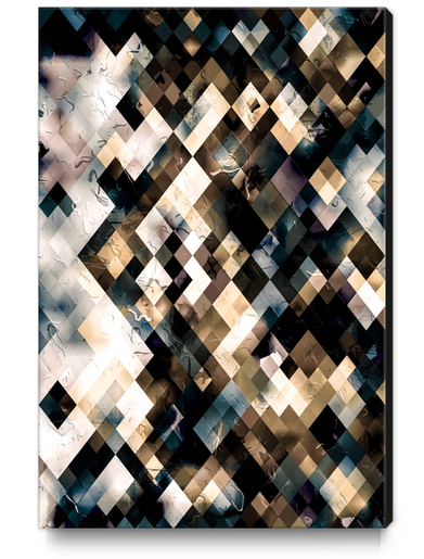 geometric pixel square pattern abstract art background in brown blue Canvas Print by Timmy333