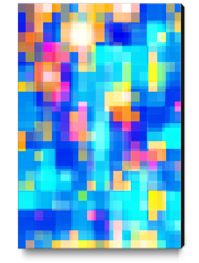 geometric pixel square pattern abstract background in blue pink yellow Canvas Print by Timmy333