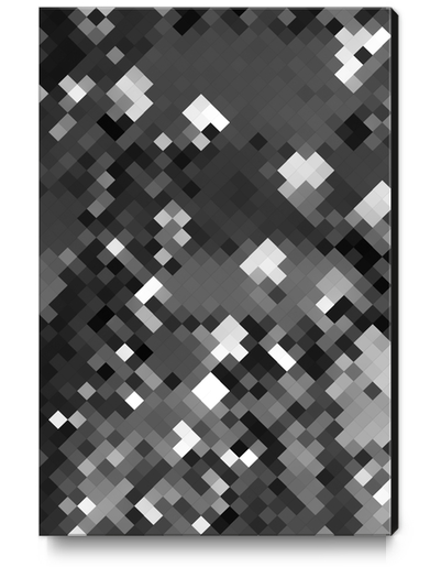 graphic design pixel geometric square pattern abstract background in black and white Canvas Print by Timmy333