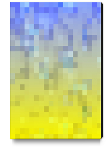 geometric pixel square pattern abstract background in yellow blue Canvas Print by Timmy333