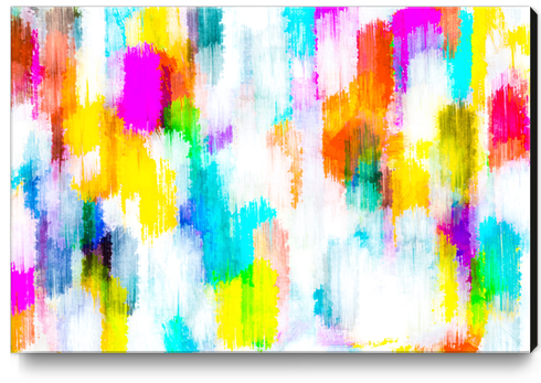 colorful splash painting texture abstract background in yellow blue pink orange Canvas Print by Timmy333