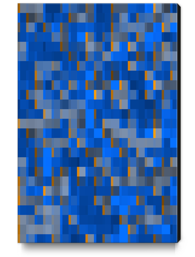 geometric pixel square pattern abstract background in blue yellow Canvas Print by Timmy333