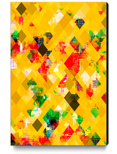 yellow geometric pixel square pattern abstract art background Canvas Print by Timmy333