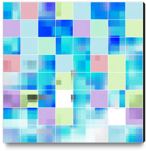 geometric pixel square pattern abstract background in blue pink green Canvas Print by Timmy333