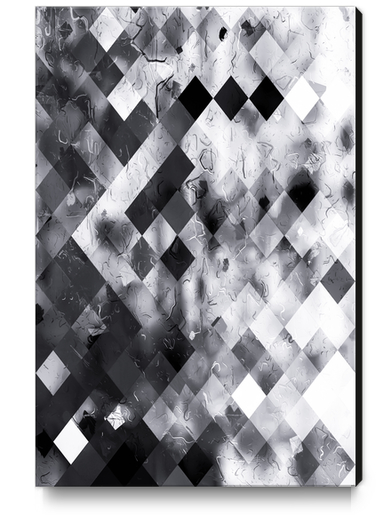 geometric square pixel pattern abstract art background in black and white Canvas Print by Timmy333