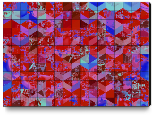 geometric square and triangle pattern abstract in red and blue Canvas Print by Timmy333