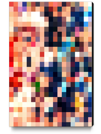 geometric pixel square pattern abstract background in brown blue red Canvas Print by Timmy333