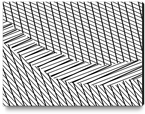 geometric square shape line abstract pattern in black and white Canvas Print by Timmy333