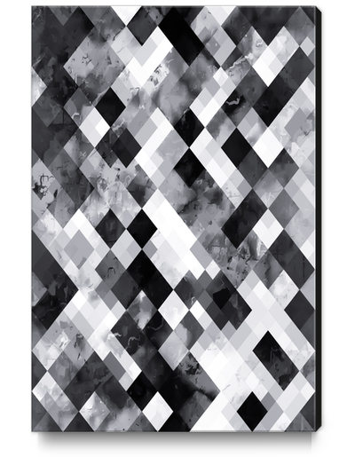 graphic design pixel geometric square pattern abstract background in black and white Canvas Print by Timmy333