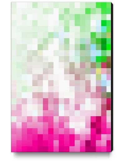 geometric pixel square pattern abstract background in pink green Canvas Print by Timmy333