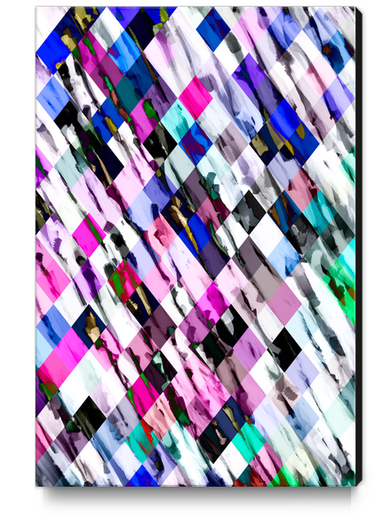 geometric pixel square pattern abstract in purple blue pink Canvas Print by Timmy333