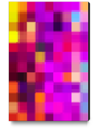 geometric pixel square pattern abstract background in purple pink yellow Canvas Print by Timmy333