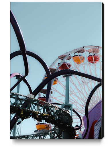 Ferris wheel at Santa Monica pier California USA with blue sky Canvas Print by Timmy333