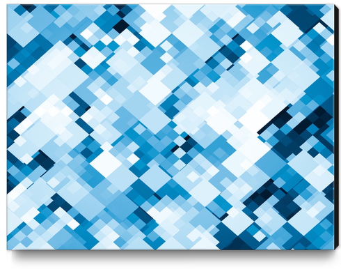 geometric square pixel pattern abstract background in blue Canvas Print by Timmy333