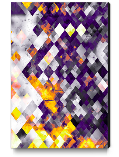 geometric pixel square pattern abstract art background in purple orange brown Canvas Print by Timmy333