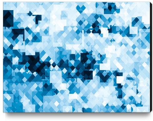 geometric square pixel pattern abstract background in blue Canvas Print by Timmy333