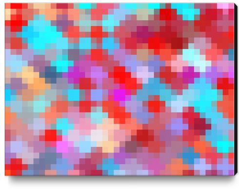 geometric square pixel pattern abstract in pink red blue Canvas Print by Timmy333