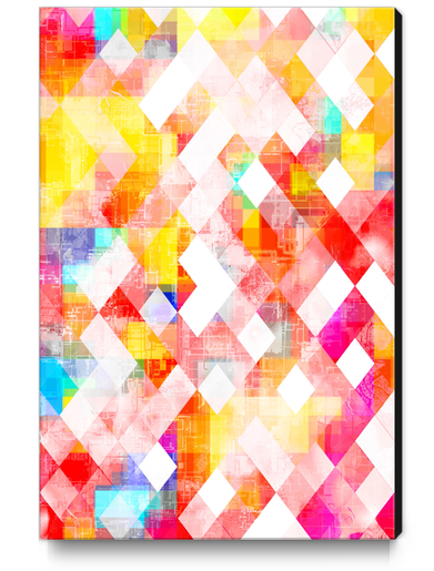 geometric pixel square pattern abstract background in red pink yellow blue Canvas Print by Timmy333