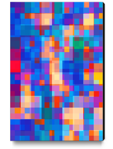 geometric pixel square pattern abstract background in blue red pink Canvas Print by Timmy333