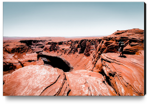 Desert landscape with blue sky at Horseshoe Bend, Arizona, USA Canvas Print by Timmy333