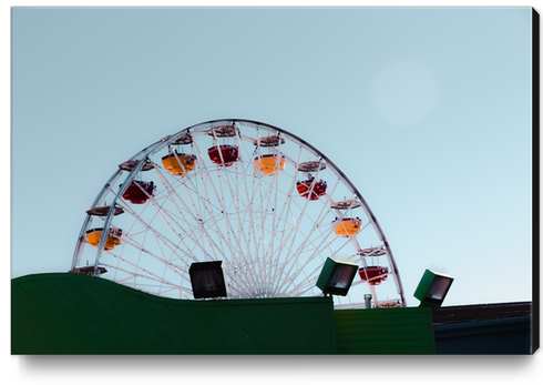 colorful ferris wheel at Santa Monica pier California USA with blue sky Canvas Print by Timmy333