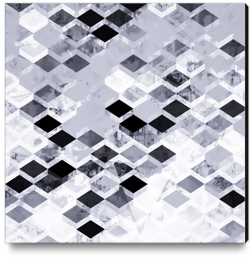 geometric square pattern abstract background in black and white Canvas Print by Timmy333