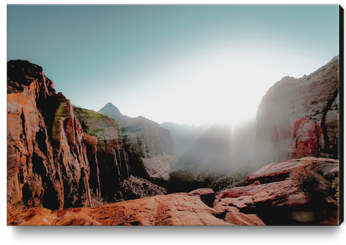 Mountain view with summer sky at Zion national park Utah USA Canvas Print by Timmy333