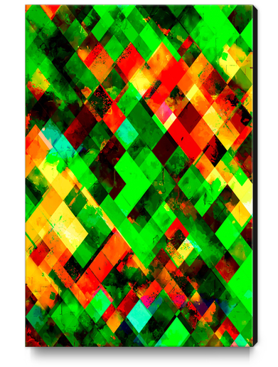 geometric square pixel pattern abstract background in green red yellow Canvas Print by Timmy333