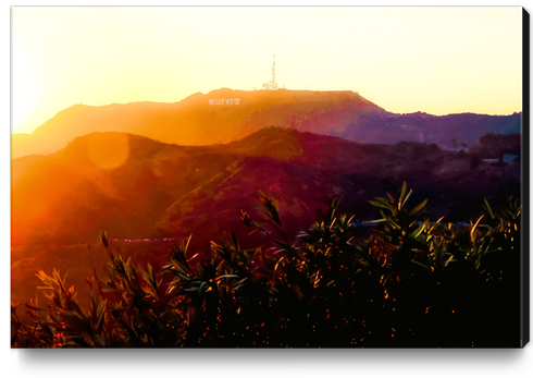 sunset sky at Hollywood Sign, Los Angeles, California, USA Canvas Print by Timmy333