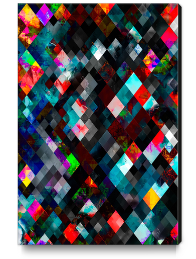 geometric pixel square pattern abstract art in blue red pink Canvas Print by Timmy333