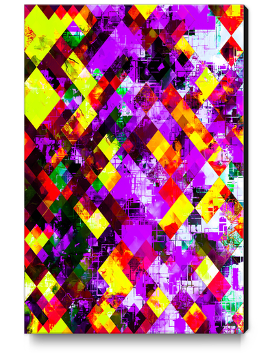 geometric pixel square pattern abstract background in purple yellow Canvas Print by Timmy333