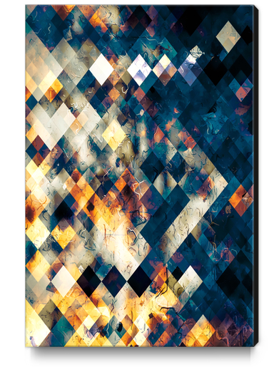 geometric square pixel pattern abstract background in blue brown orange Canvas Print by Timmy333